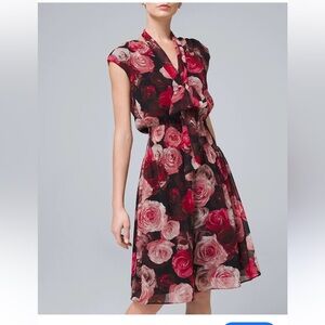 WHBM Floral Midi Dress - Pink and Black